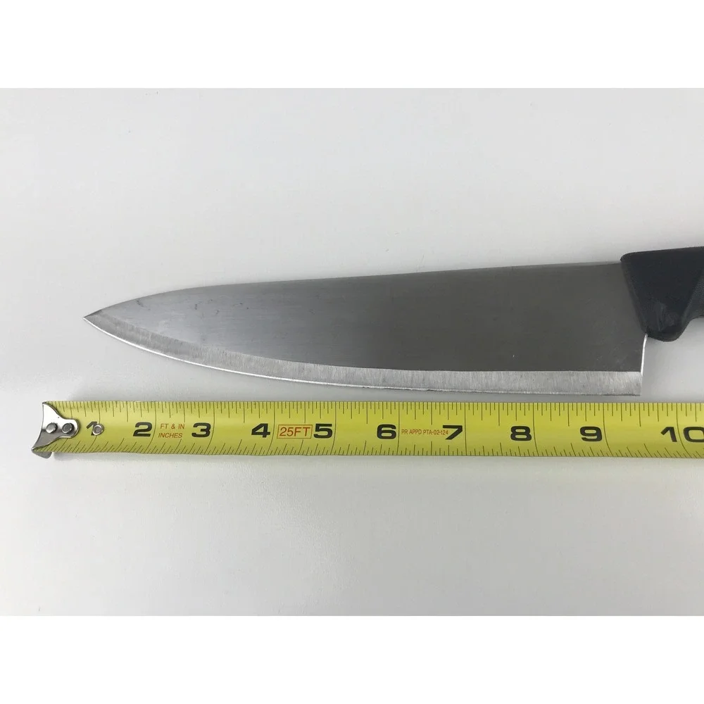 Columbia Cutlery Chef Kitchen Knife Stainless Steel Black Handle‎ Blade 9.5